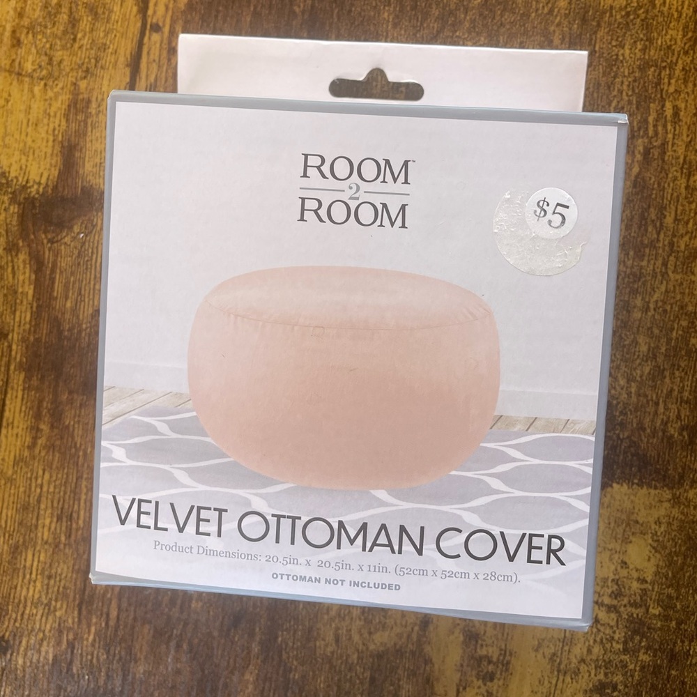 Soft Pink Velvet Ottoman Cover